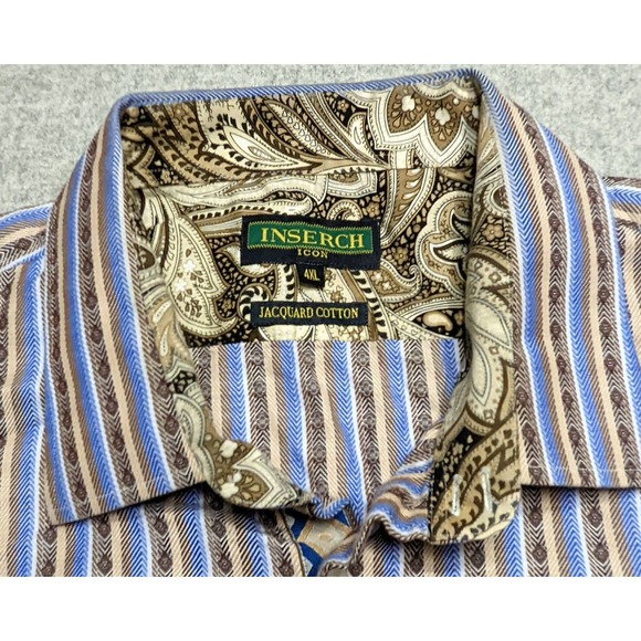 Inserch Icon Big & Tall Jacquard Cotton Men's 4XL Long Sleeve Dress Casual Shirt - Picture 2 of 8